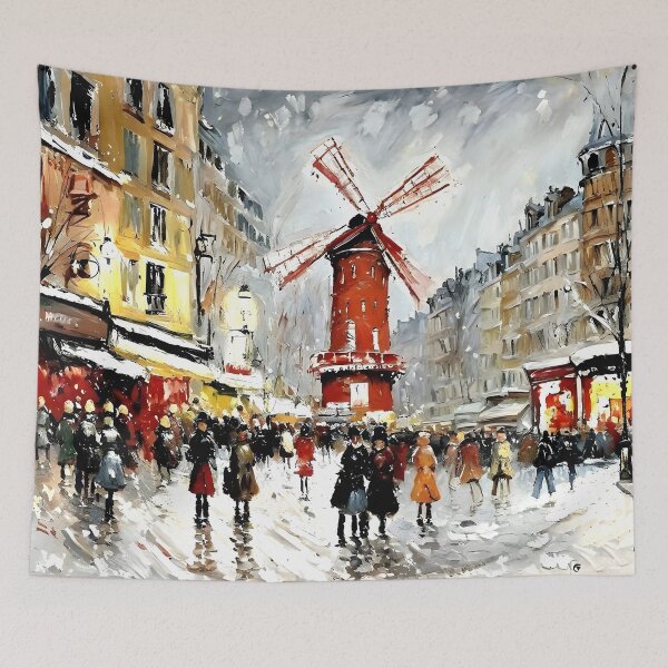 Item preview, Le Moulin Rouge in Rain-Reflected Streets and the Charm of Parisian Nightlife - 09 designed and sold by artdesignsnow.