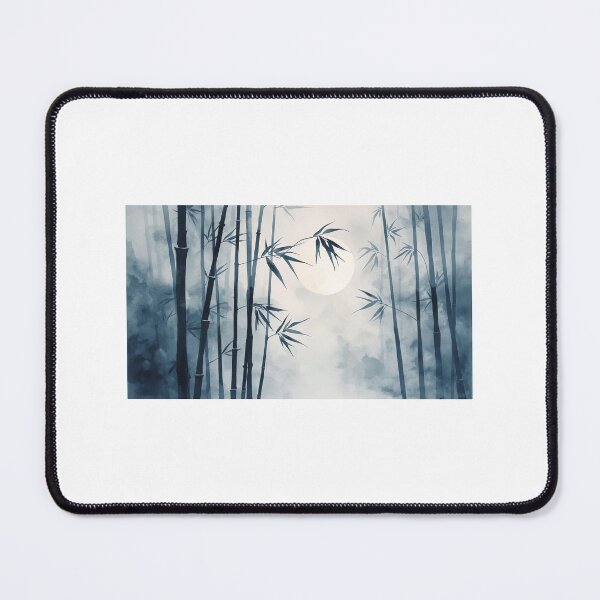 Item preview, Moonlit Bamboo Grove: Ethereal Japanese Sumi-e Style Art for Minimalist Spaces designed and sold by solalink.