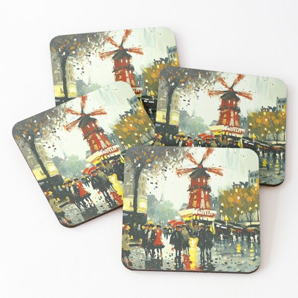 Item preview, Le Moulin Rouge in Rain-Reflected Streets and the Charm of Parisian Nightlife - 07 designed and sold by artdesignsnow.