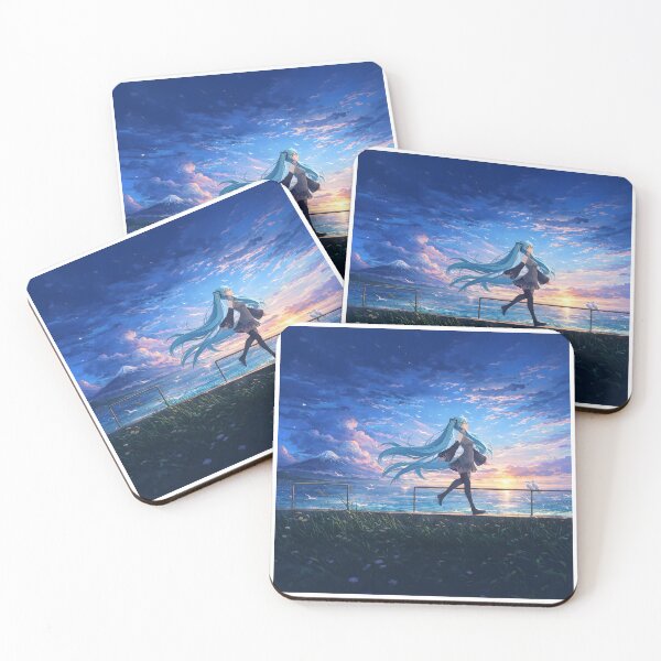 Item preview, Miku Anime Aeshtetic, Blue Sunset Seaside Girl with Flowing Hair designed and sold by CharmedVille.