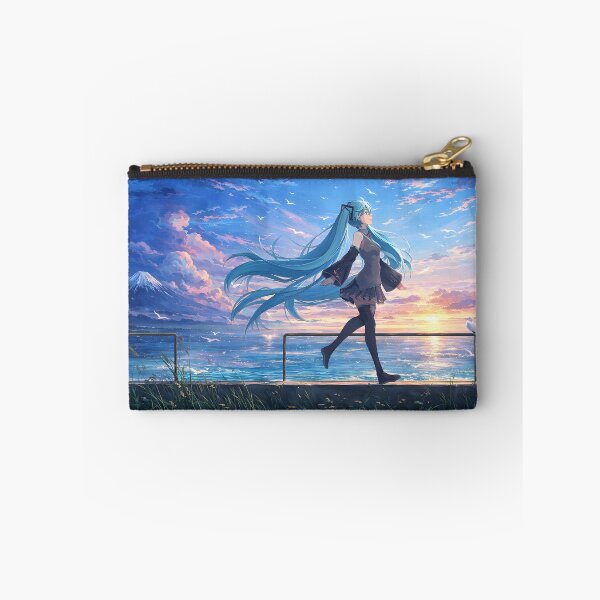 Item preview, Miku Anime Aeshtetic, Blue Sunset Seaside Girl with Flowing Hair designed and sold by CharmedVille.