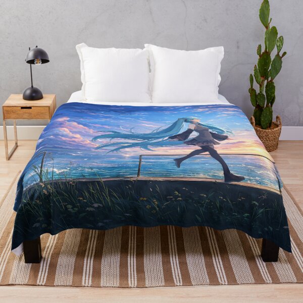 Item preview, Miku Anime Aeshtetic, Blue Sunset Seaside Girl with Flowing Hair designed and sold by CharmedVille.