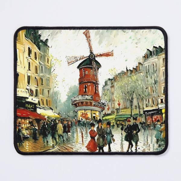 Item preview, Le Moulin Rouge in Rain-Reflected Streets and the Charm of Parisian Nightlife - 05 designed and sold by artdesignsnow.