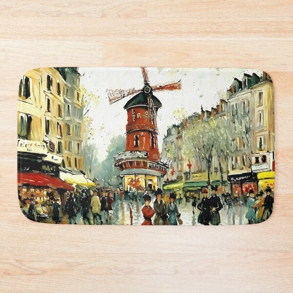Item preview, Le Moulin Rouge in Rain-Reflected Streets and the Charm of Parisian Nightlife - 05 designed and sold by artdesignsnow.