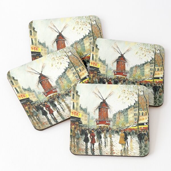 Item preview, Le Moulin Rouge in Rain-Reflected Streets and the Charm of Parisian Nightlife - 04 designed and sold by artdesignsnow.