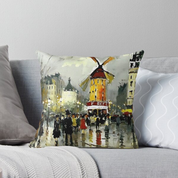 Item preview, Le Moulin Rouge in Rain-Reflected Streets and the Charm of Parisian Nightlife - 03 designed and sold by artdesignsnow.