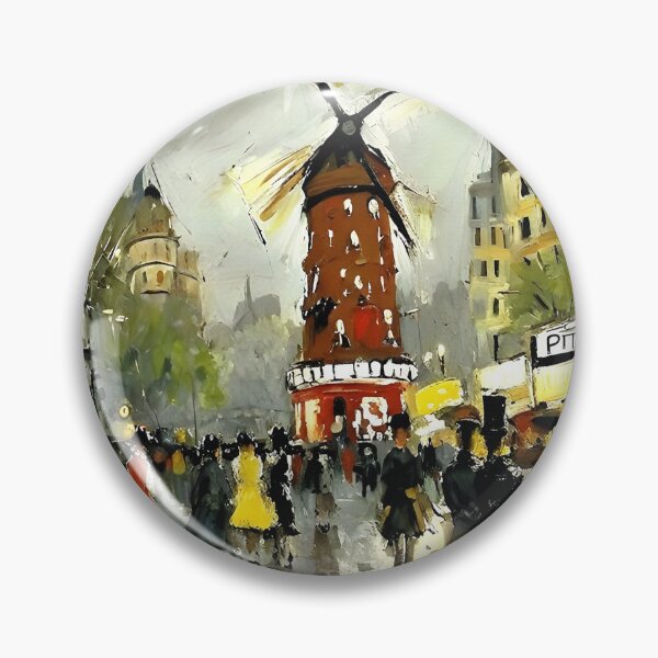 Item preview, Le Moulin Rouge in Rain-Reflected Streets and the Charm of Parisian Nightlife - 02 designed and sold by artdesignsnow.