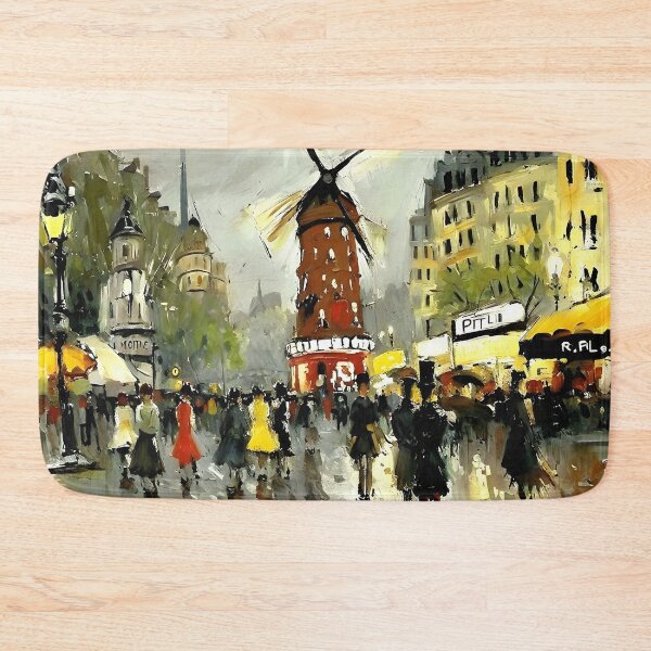 Item preview, Le Moulin Rouge in Rain-Reflected Streets and the Charm of Parisian Nightlife - 02 designed and sold by artdesignsnow.