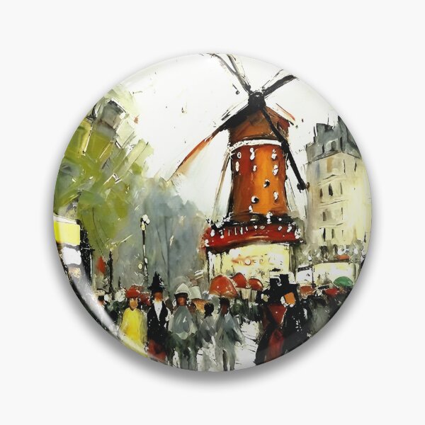 Item preview, Le Moulin Rouge in Rain-Reflected Streets and the Charm of Parisian Nightlife - 01 designed and sold by artdesignsnow.