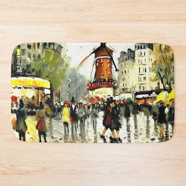 Item preview, Le Moulin Rouge in Rain-Reflected Streets and the Charm of Parisian Nightlife - 01 designed and sold by artdesignsnow.