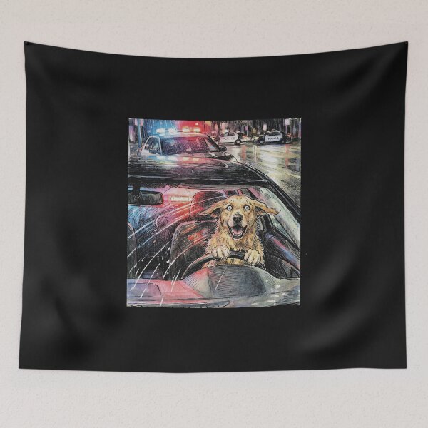 Item preview, Golden Retriever Joyride - Funny Police Chase Sketch designed and sold by AdyKurniawan.