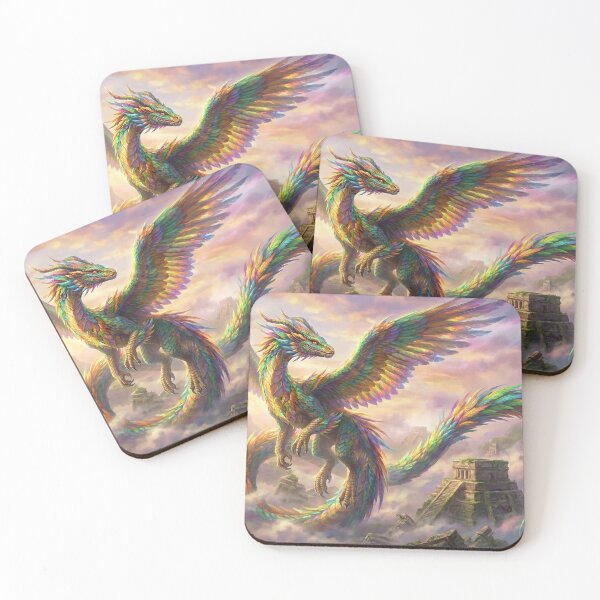 Item preview, Quetzalcoatl Feathered Serpent - Aztec Deity over Mayan Pyramids designed and sold by TheRichGallery.