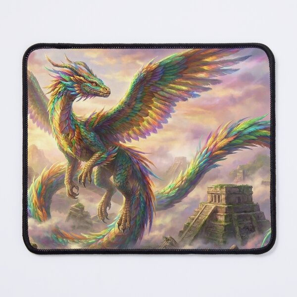 Item preview, Quetzalcoatl Feathered Serpent - Aztec Deity over Mayan Pyramids designed and sold by TheRichGallery.