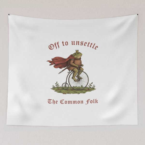 Item preview, Off To Unsettle The Common Folk - Medieval Frog King on Bicycle designed and sold by AdyKurniawan.