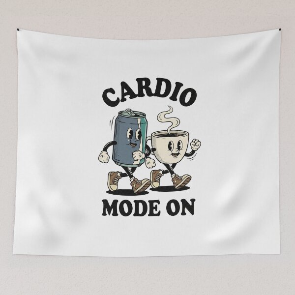 Item preview, Funny Cardio Mode On - Retro Coffee & Soda Mascots designed and sold by AdyKurniawan.