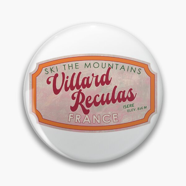 Item preview, Villard-Reculas, France, Isère, Ski, textured skiing badge designed and sold by Wanderful-roads.
