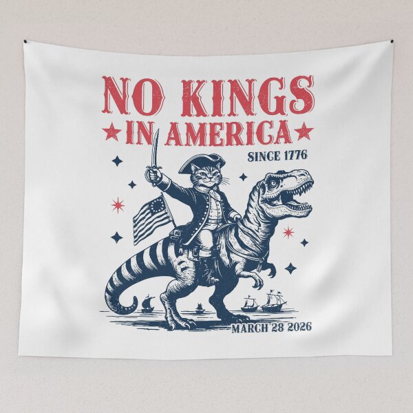 Item preview, No Kings in America march 28 2026 cat designed and sold by MackenzieBin.