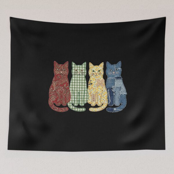 Item preview, Cute Patchwork Cats - Quilted Fabric Applique Style designed and sold by AdyKurniawan.