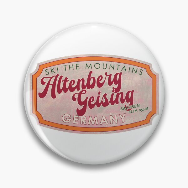 Item preview, Altenberg Geising, Germany, Sachsen, Ski, textured skiing badge designed and sold by Wanderful-roads.