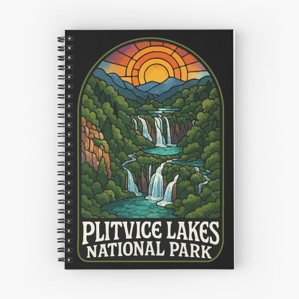 Item preview, Plitvice Lakes National Park Retro Stained Glass Travel designed and sold by TomFrontierArt.