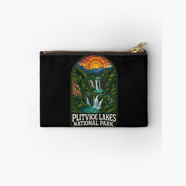Item preview, Plitvice Lakes National Park Retro Stained Glass Travel designed and sold by TomFrontierArt.