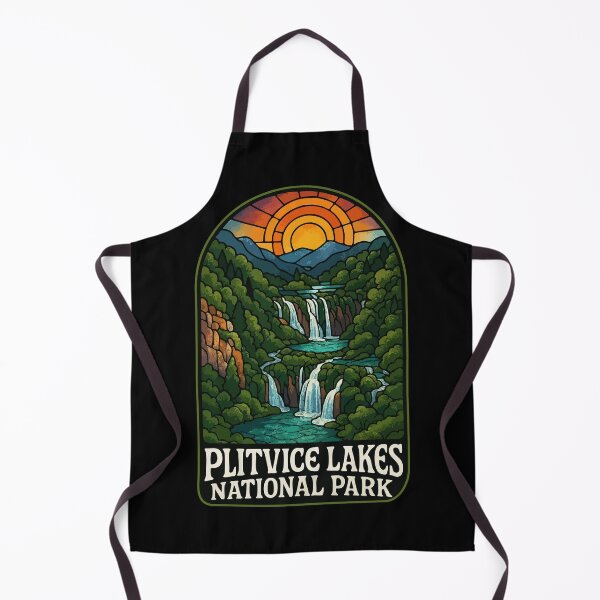 Item preview, Plitvice Lakes National Park Retro Stained Glass Travel designed and sold by TomFrontierArt.