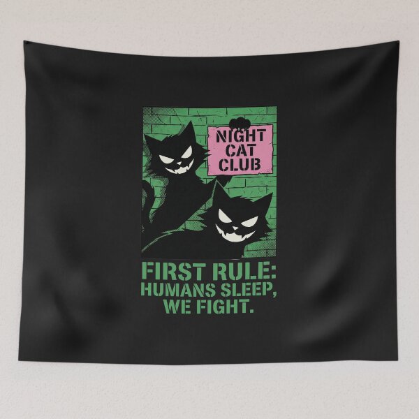 Item preview, Night Cat Club - First Rule Humans Sleep We Fight designed and sold by AdyKurniawan.