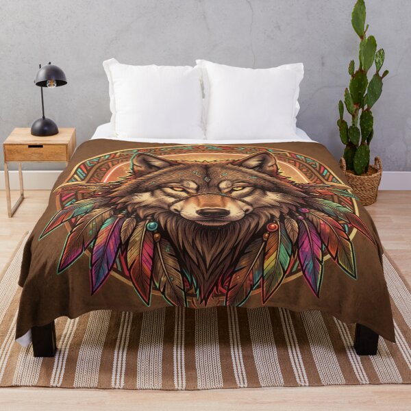 Item preview, Spirit Wolf with Feathers designed and sold by myforestfog.