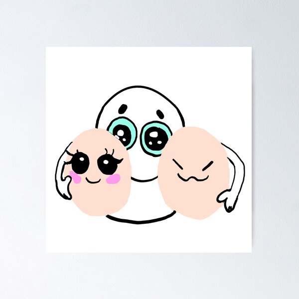 Item preview, Cute Kawaii Eggs with Faces White and Silkie Egg Illustration designed and sold by Najomiartstudio.