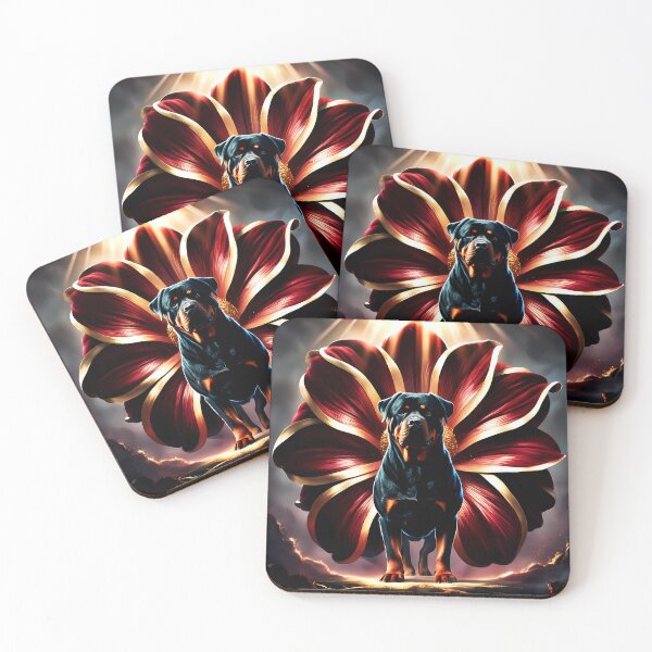 Item preview, Golden Ember Guardian – Eternal Bloom Companions | Rottweiler Majestic Floral Art designed and sold by meesub.