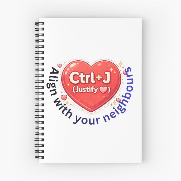 Item preview, Control Justify. Have Heart Alignment with Neighbors– Keyboard Shortcut Love Design for Programmers & Computer Lovers designed and sold by UC-AbelBooks.