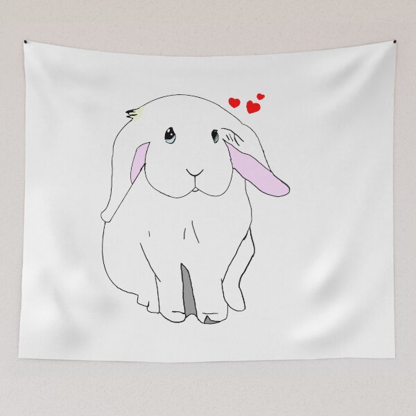 Item preview, Cute Bunny with Hearts Pastel Yellow White Rabbit Kawaii Love Gift designed and sold by Najomiartstudio.