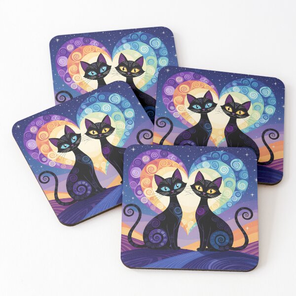 Item preview, Black Cats And Cosmic Heart Mosaic designed and sold by ByNicoleSara.