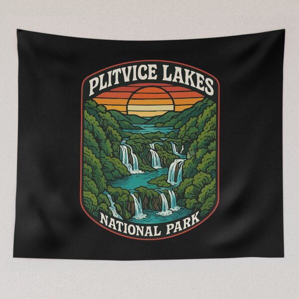 Item preview, Plitvice Lakes National Park Croatia Retro Travel designed and sold by TomFrontierArt.