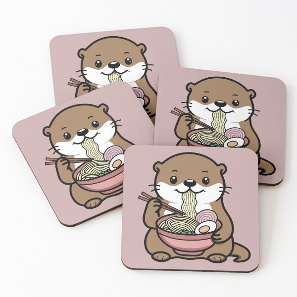 Item preview, Kawaii otter eating ramen designed and sold by ellealsopaints.