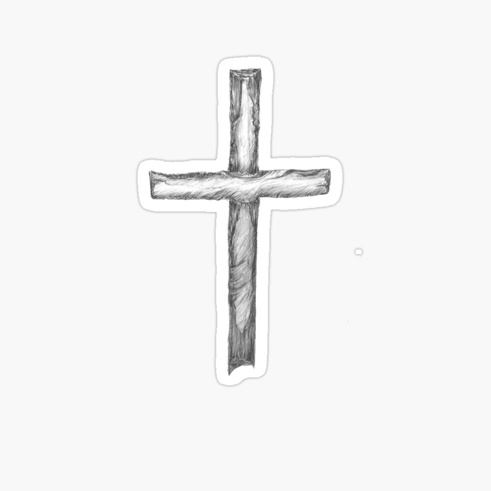 Premium Photo  Black and white drawing of a christian cross on a white  background