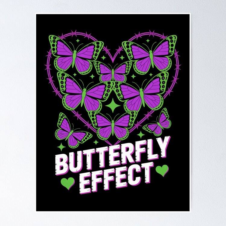 Butterfly Effect Barbed Wire Heart Purple Green Stars Valentine's