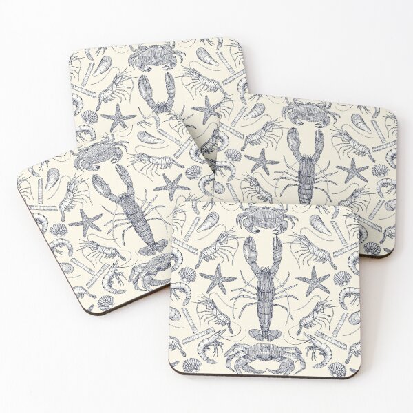 Item preview, Cornwall crustaceans damask blue pearl  designed and sold by scrummy.