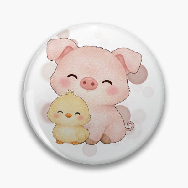 Item preview, Smiling Pig and Little Chick – Animal Illustration designed and sold by iamKRUK.