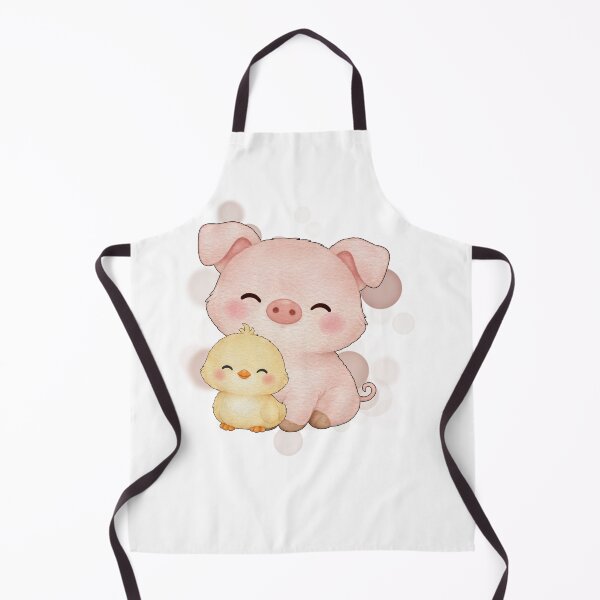 Item preview, Smiling Pig and Little Chick – Animal Illustration designed and sold by iamKRUK.