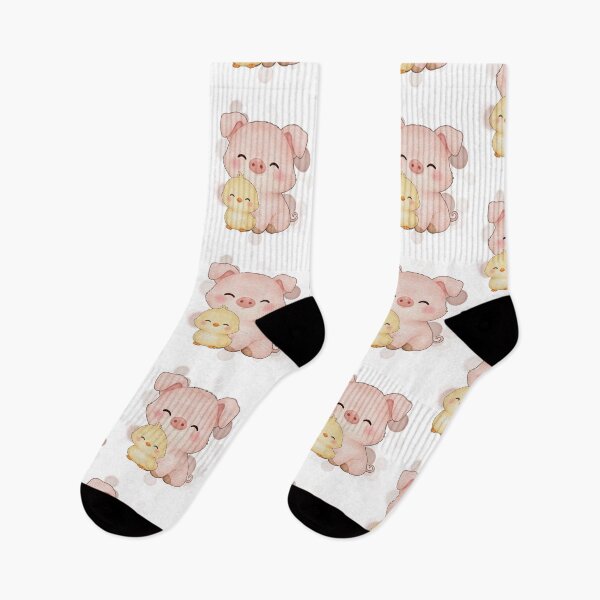 Item preview, Smiling Pig and Little Chick – Animal Illustration designed and sold by iamKRUK.