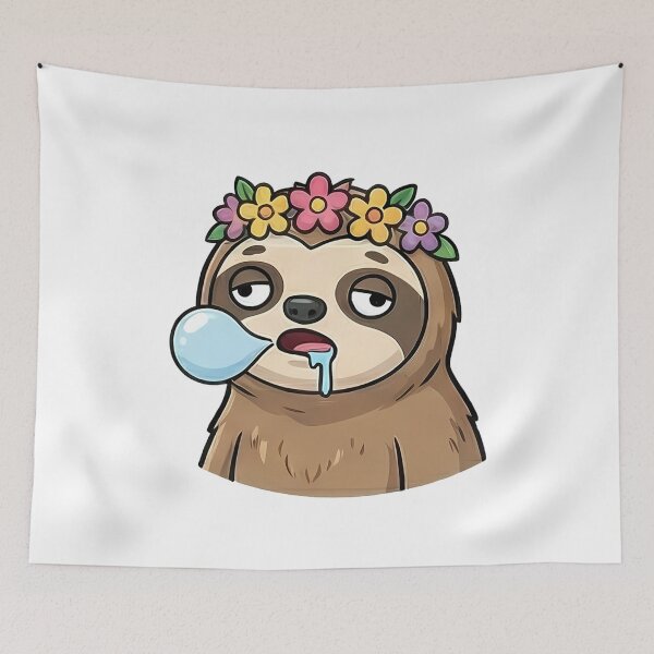 Item preview, Sleepy Sloth Drooling Flower Crown Cartoon designed and sold by k3rstman1.