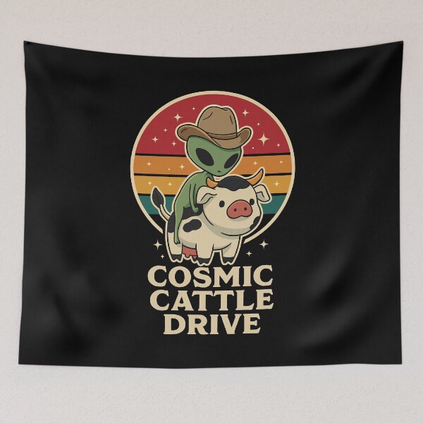 Item preview, Cosmic Cattle Drive – Retro Alien Rodeo Adventure designed and sold by digijob.