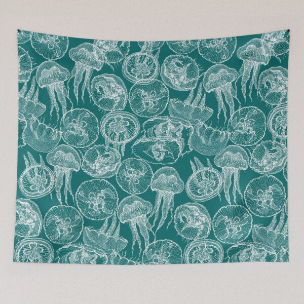 Item preview, moon jellyfish turquoise designed and sold by scrummy.