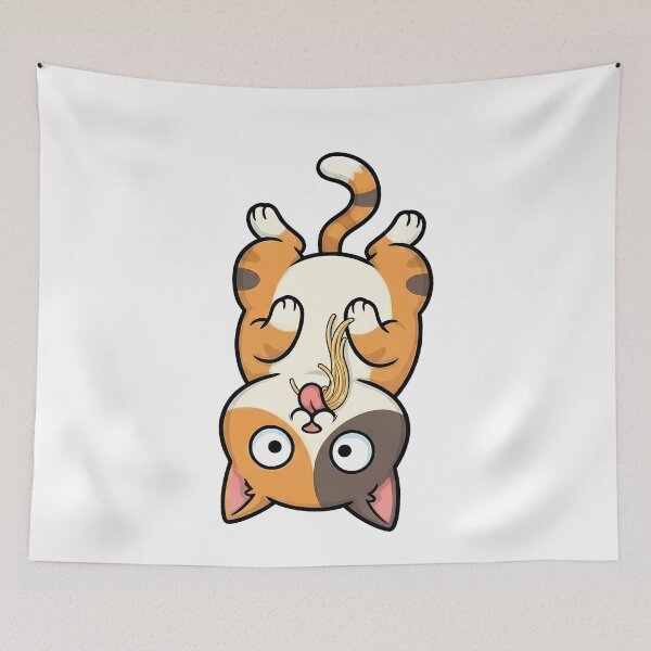 Item preview, Funny Spaghetti Cat Eating Noodles Cartoon designed and sold by k3rstman1.
