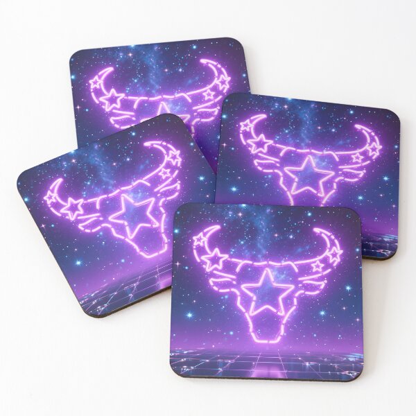 Item preview, Neon Taurus Bull with Stars – Galactic Zodiac Design designed and sold by SynthstarShop.