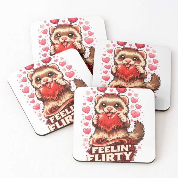 Item preview, Feelin’ Flirty Ferret – Cute Valentine Heart Bite Graphic Shirt designed and sold by VibeOffline Studio.