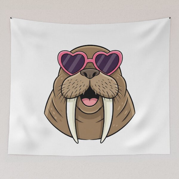 Item preview, Happy Walrus Wearing Pink Heart Sunglasses designed and sold by k3rstman1.