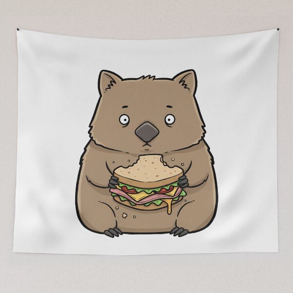 Item preview, Cute Wombat Eating Big Sandwich Cartoon designed and sold by k3rstman1.