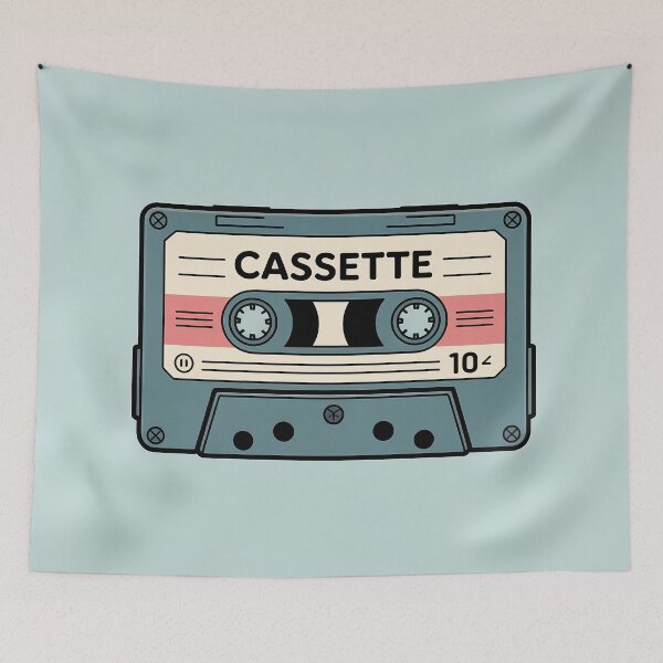 Item preview, Retro Cassette Tape – Minimal 90s Music Wall Art designed and sold by Glitchart66.